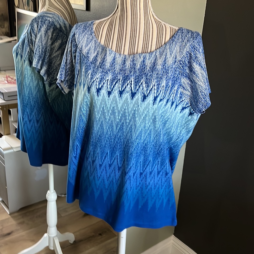 Rafaella, Blue & Aqua Blouse, Stunning, 3x